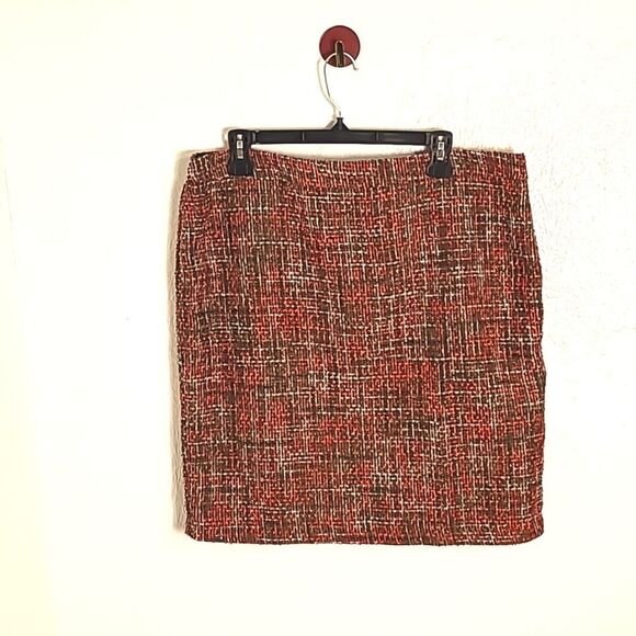 Dalia Collection Modern Fit Skirt, Brown & Orange Tweed, Size 14, NWT - Picture 1 of 7